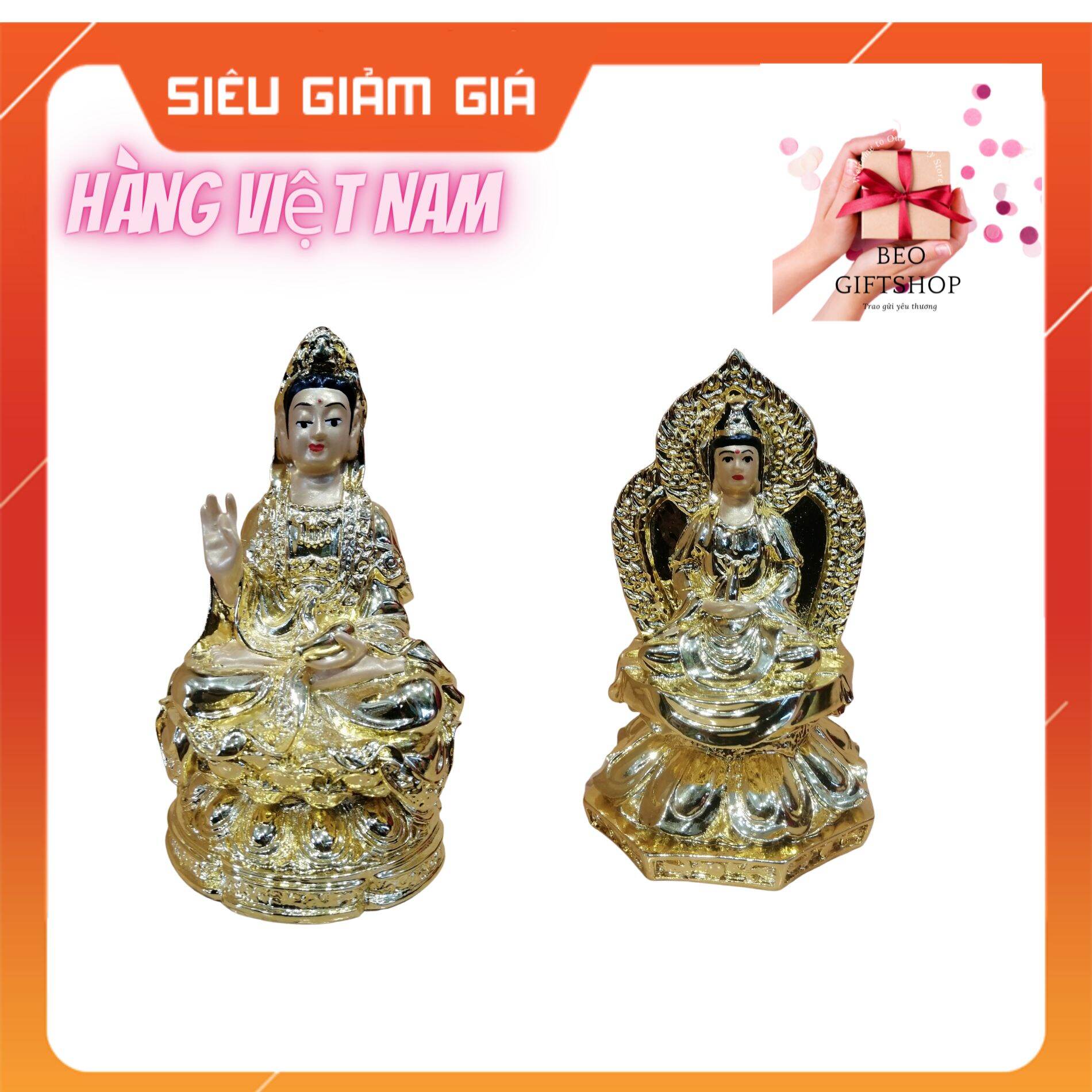 Tượng quan âm mạ vàng bình an tài lộc