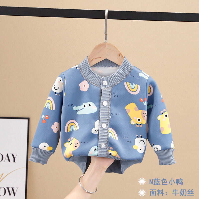 Áo Cardigan Trẻ Em Áo Trẻ Em Nam Nữ Mùa Xuân Thu Đông Quần Áo Dệt Kim Lót Lông Áo Mặc Trong Trẻ Sơ Sinh Áo Khoác Áo Lót Giữ Ấm