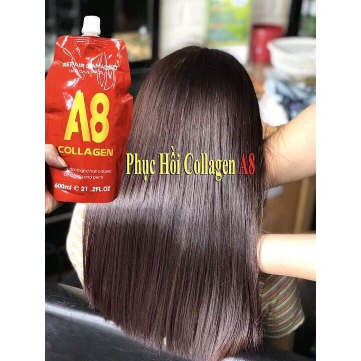 [Hàng Chính Hãng] Hấp phục hồi tóc hư tổn COLLAGEN A8 - 600ml Cao Cấp
