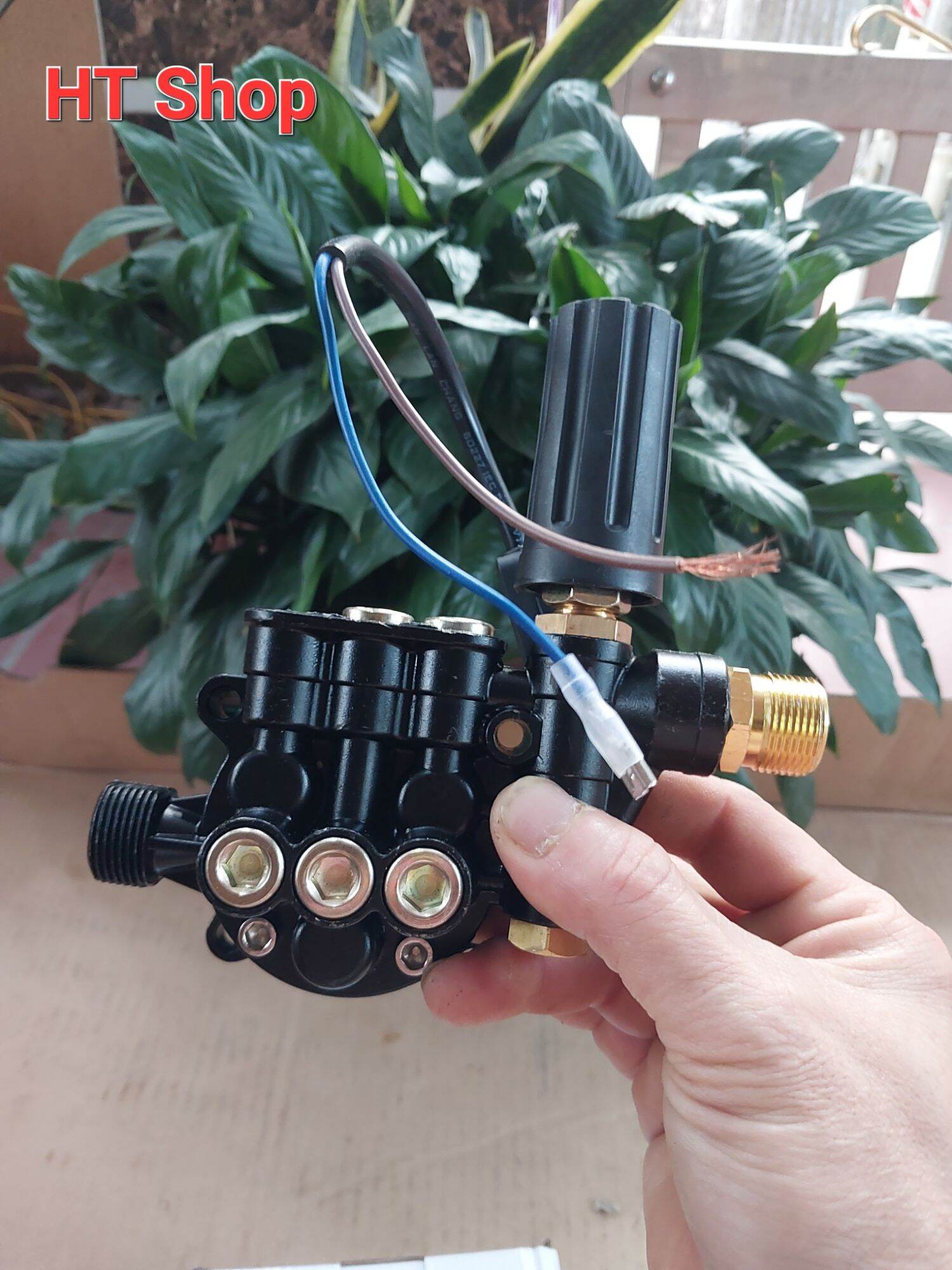 Bộ đầu bơm máy rửa xe mini có chỉnh áp, Đầu bơm máy rửa xe gia đình, Máy xịt rửa xe