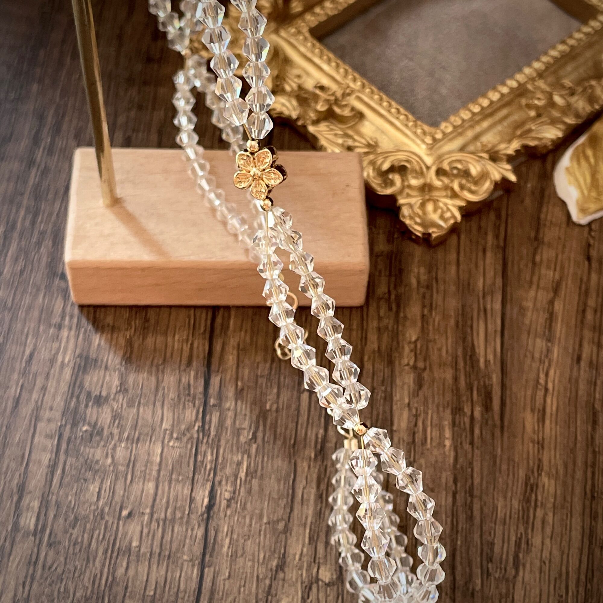Set choker và khuyên tai nữ pha lê trong suốt dài, diy [Suli'sHandmade]
