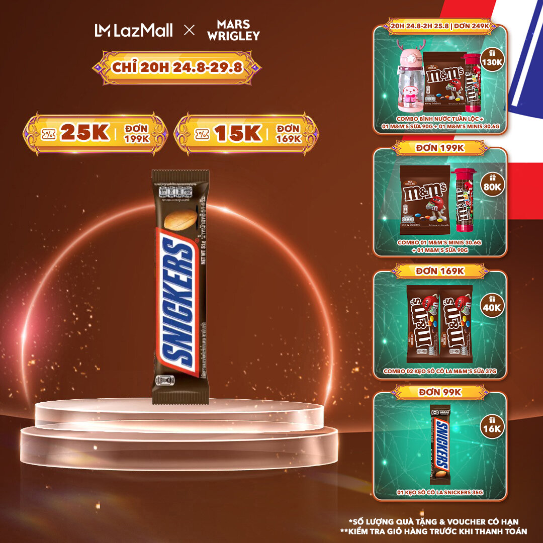 Kẹo sô cô la snickers thanh 51g