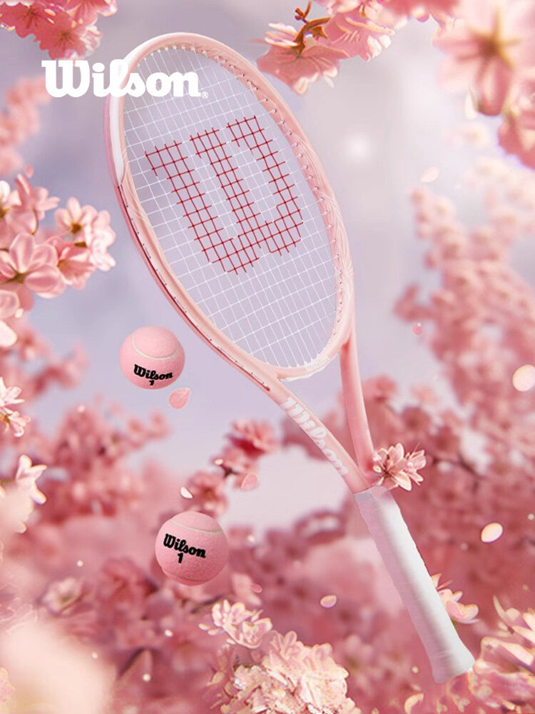 Wilson Carbon Fiber Tennis Racket Set Lightweight Training Sakura Pink for Beginners And Advanced Pl