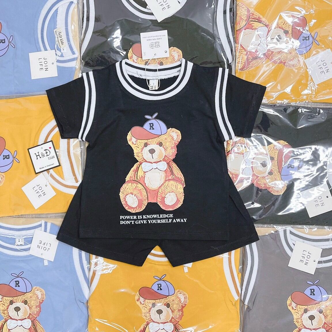 Set quần áo gấu cho bé trai
