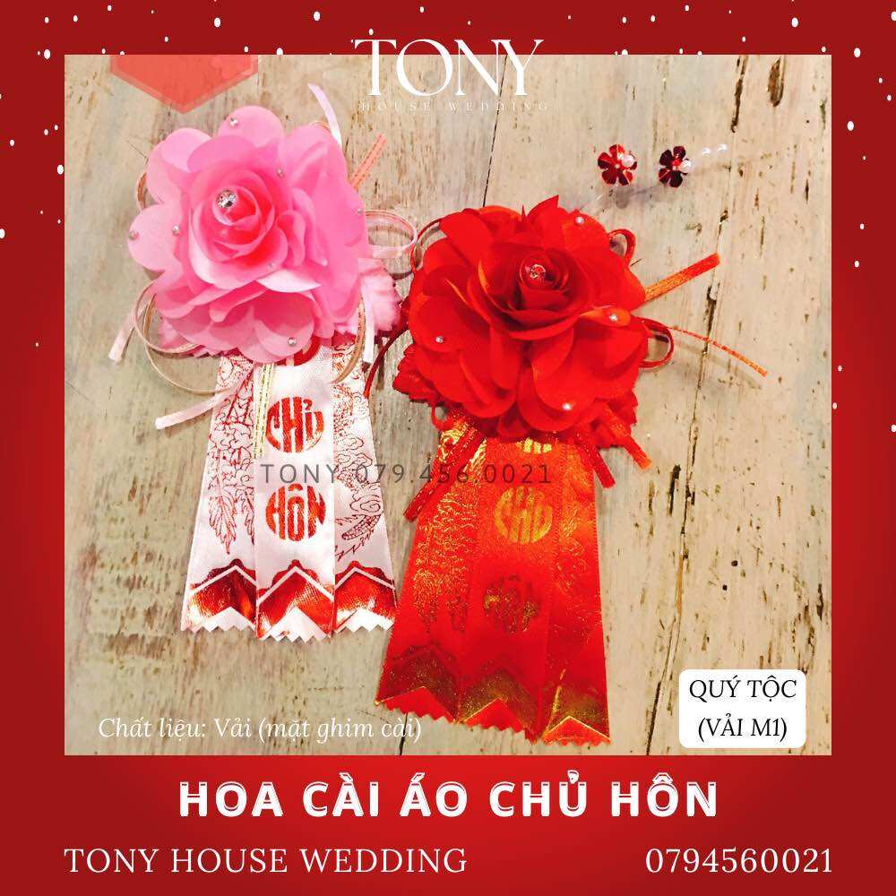 Hoa cài áo chủ hôn và 2 họ - hoa cài áo đám cưới