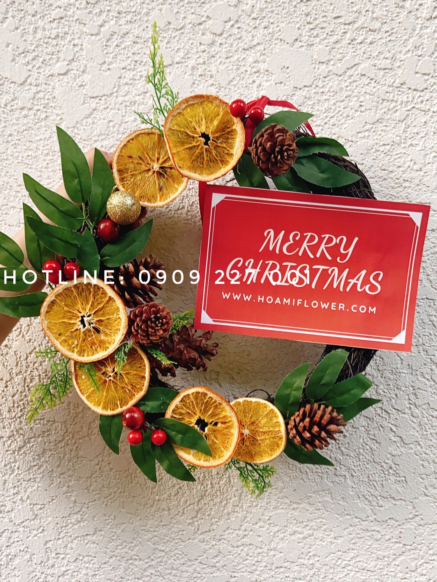 Vòng nguyệt quế noel giáng sinh trang trí cửa trang trí tường