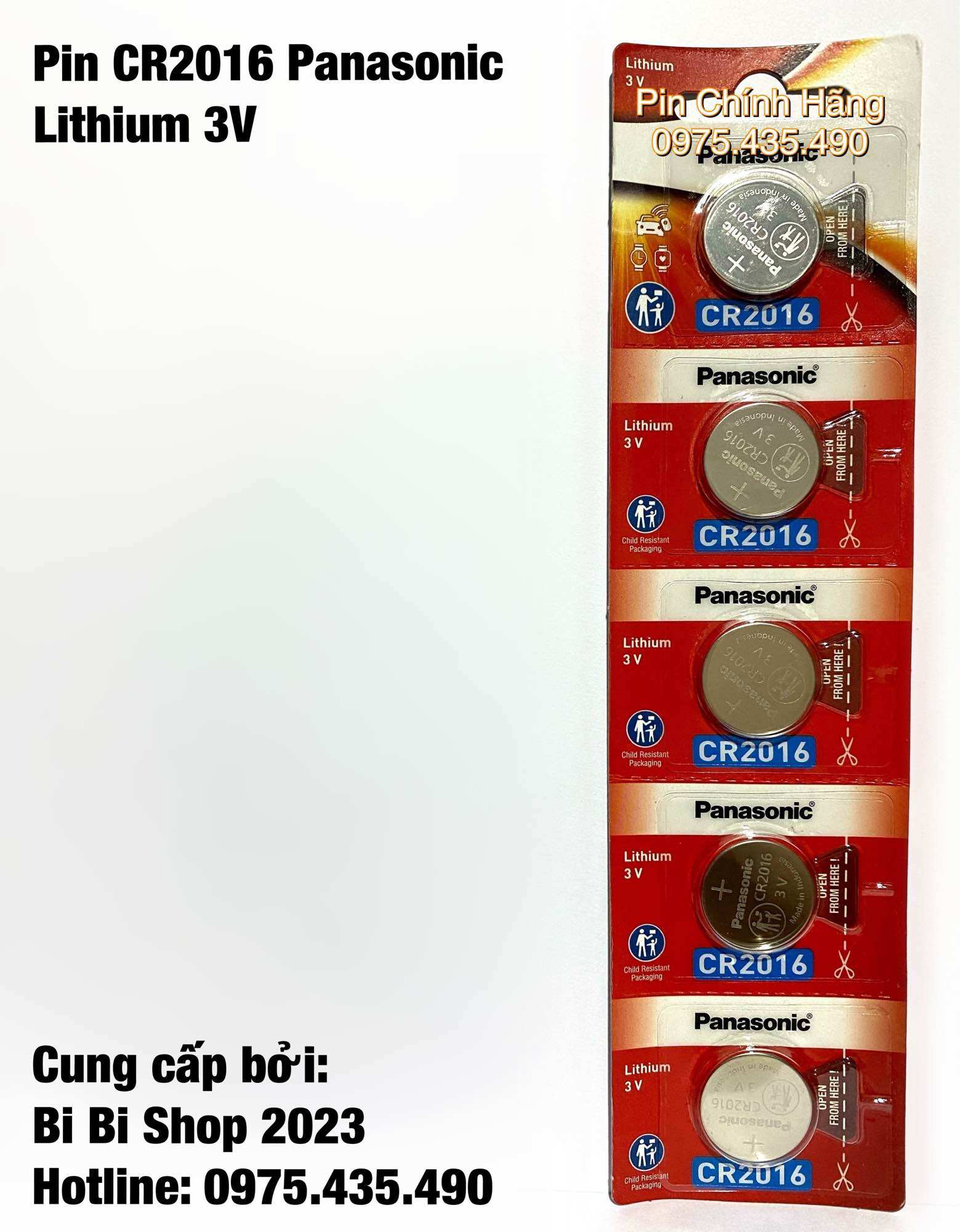 Pin CR2016 Panasonic Lithium 3V Chính Hãng Vỉ 5 Viên