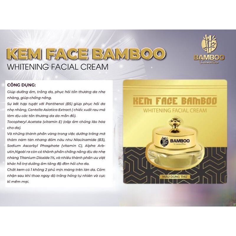 🌹Mẫu thử🌹Kem Face BAMBOO, trắng hồng tự nhiên