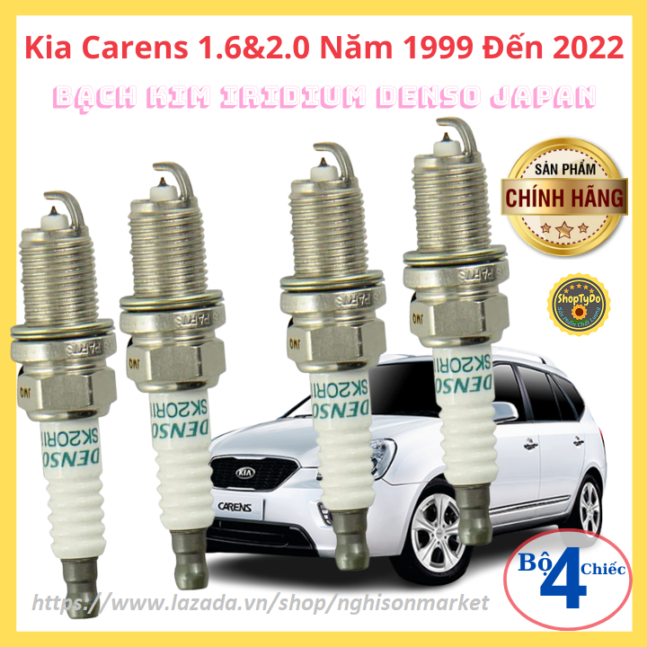 Bugi xe Kia Carens bộ 4 chiếc Bạch kim irdium Denso Japan