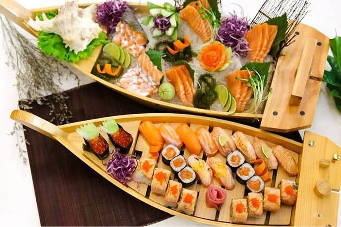 [HCM]Khay Thuyền Gỗ Sushi-Sashimi Không Cột Buồm 48cm