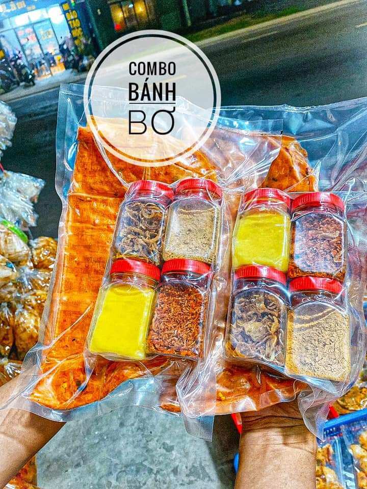 COMBO 500g bánh ớt dẻo + hủ bơ + muối tôm,ruốc hành phi