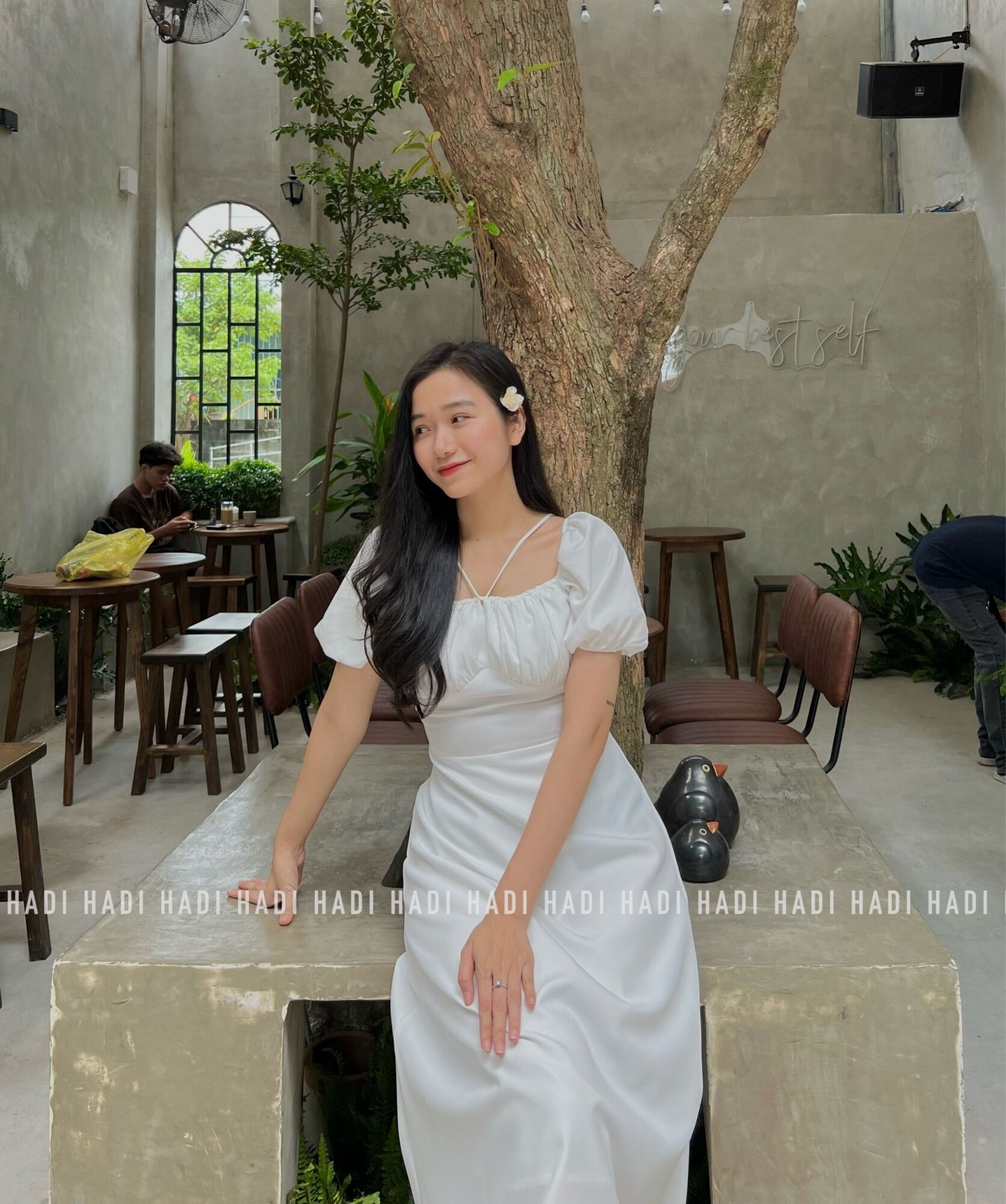 Đầm rút nhún ngực middi - Thương