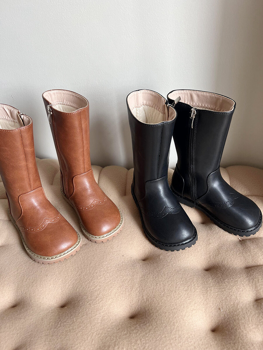 Giày Bốt Cao Đến Đầu Gối Cho Bé Gái Martin Winter Retro Middle Large Children Long Boots Không Đến Đ