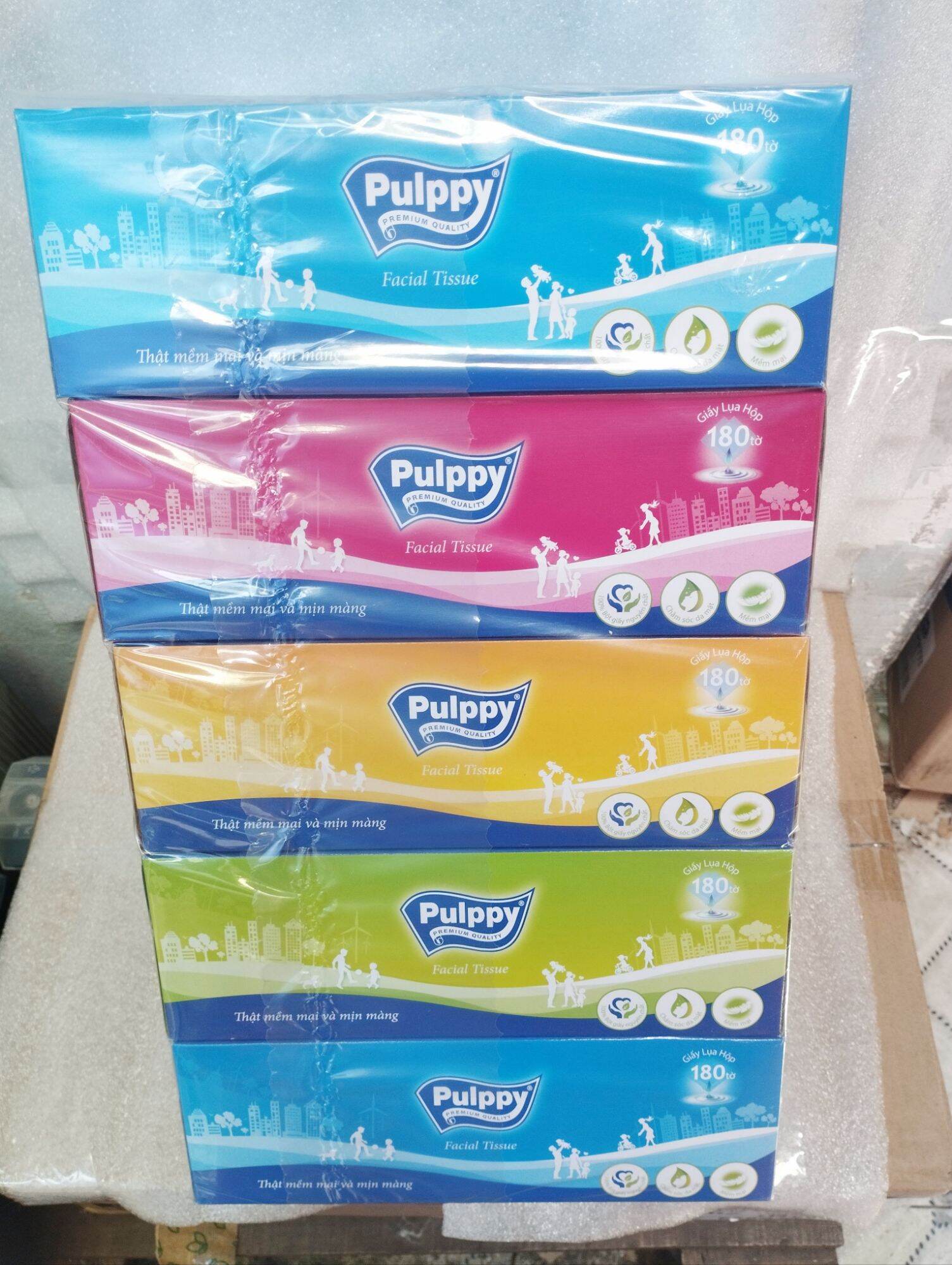 (HCM) Combo 5 hộp khăn giấy Pulppy 180 tờ