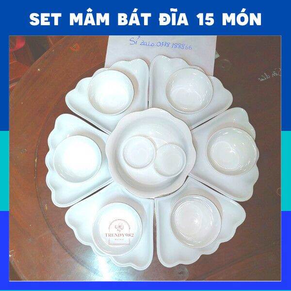 Bộ Bát đĩa hoa mặt trời [ combo kêt hợp]