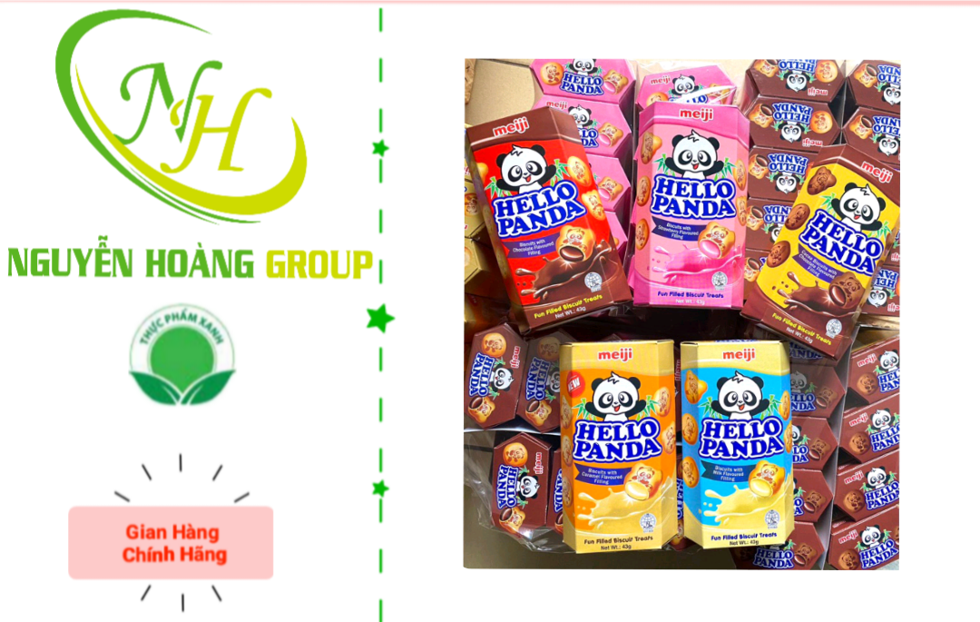 COMBO 5 HỘP Bánh  Gấu Hello Panda Socola Meiji Mix 5 Vị( Socola, Dâu, Vani,  Caramen , Double Socola