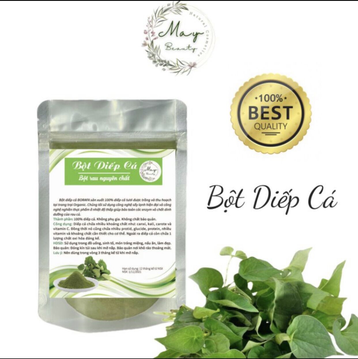 100g Bột diếp cá hữu cơ sấy lạnh tự nhiên