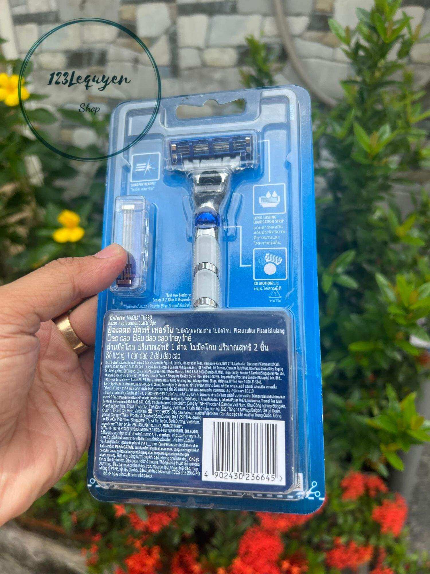 Cán dao cạo gillette mach3 turbo 3D 1 cán và hai đầu lưỡi.