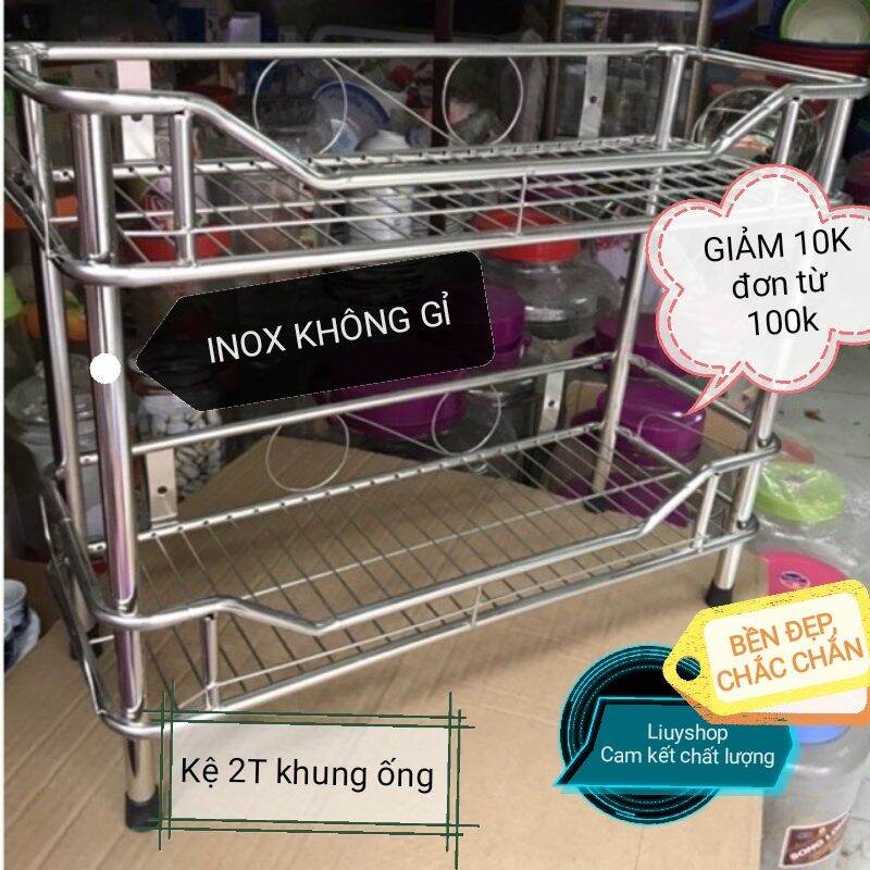 Kệ để gia vị, úp bát 2 tầng inox sus 304 cao cấp không gỉ