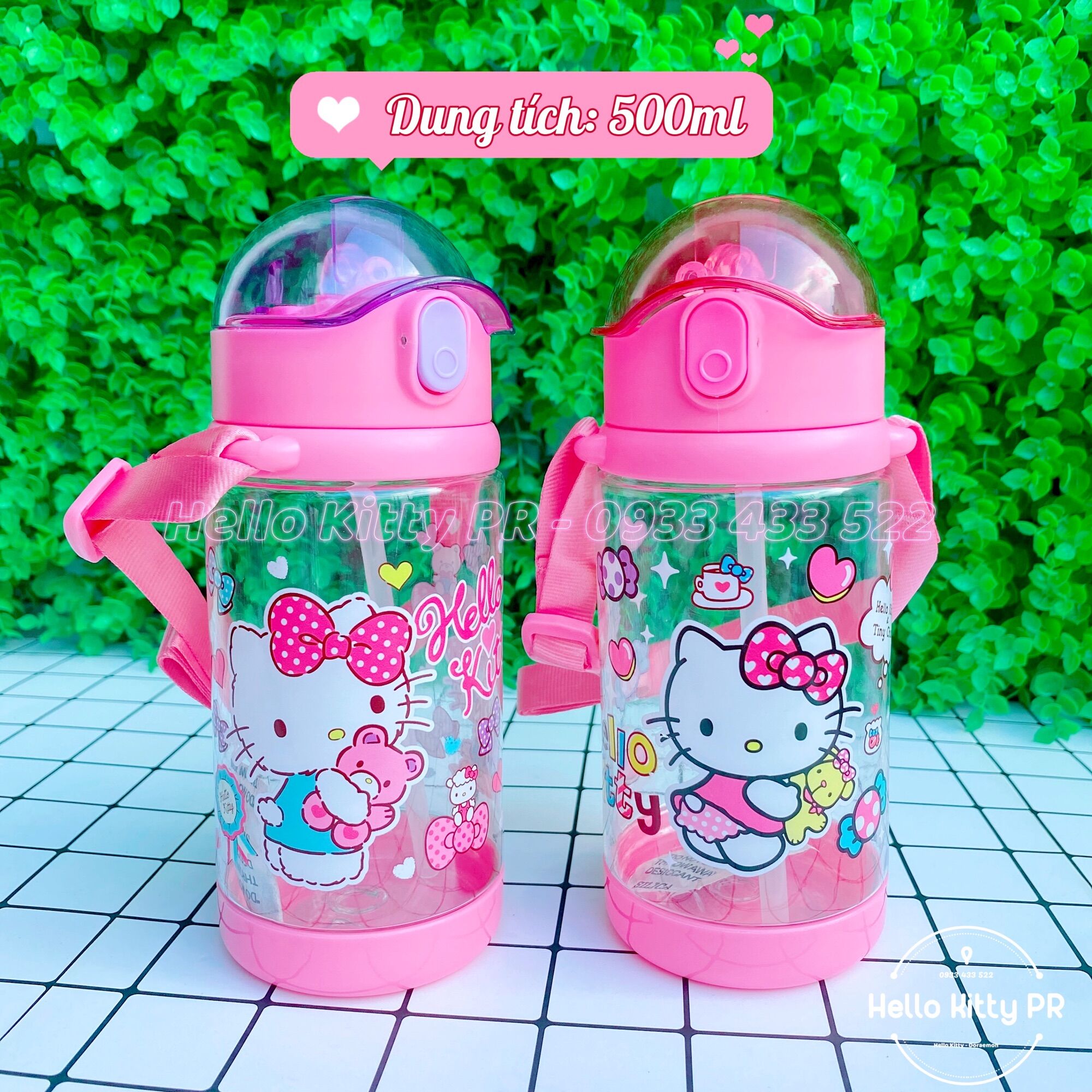 Bình nước dung tích 500ml Hello Kitty có dây đeo