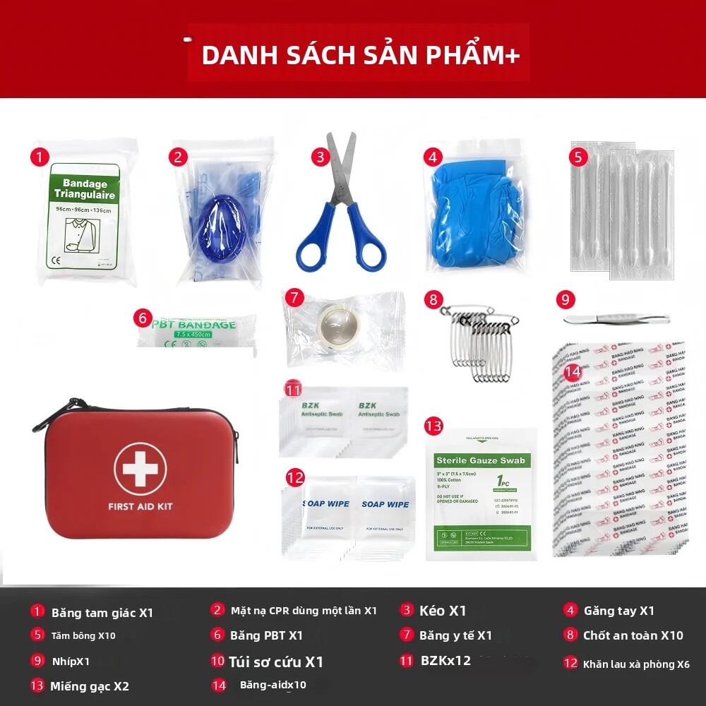Bộ Sơ Cứu Khẩn Cấp Di Động Kèm Hộp Đựng Túi Y Tế Dành Cho Gia Đình Du Lịch Ngoài Trời Cắm Trại - Thiết Bị Y Tế Hoàn Chỉnh