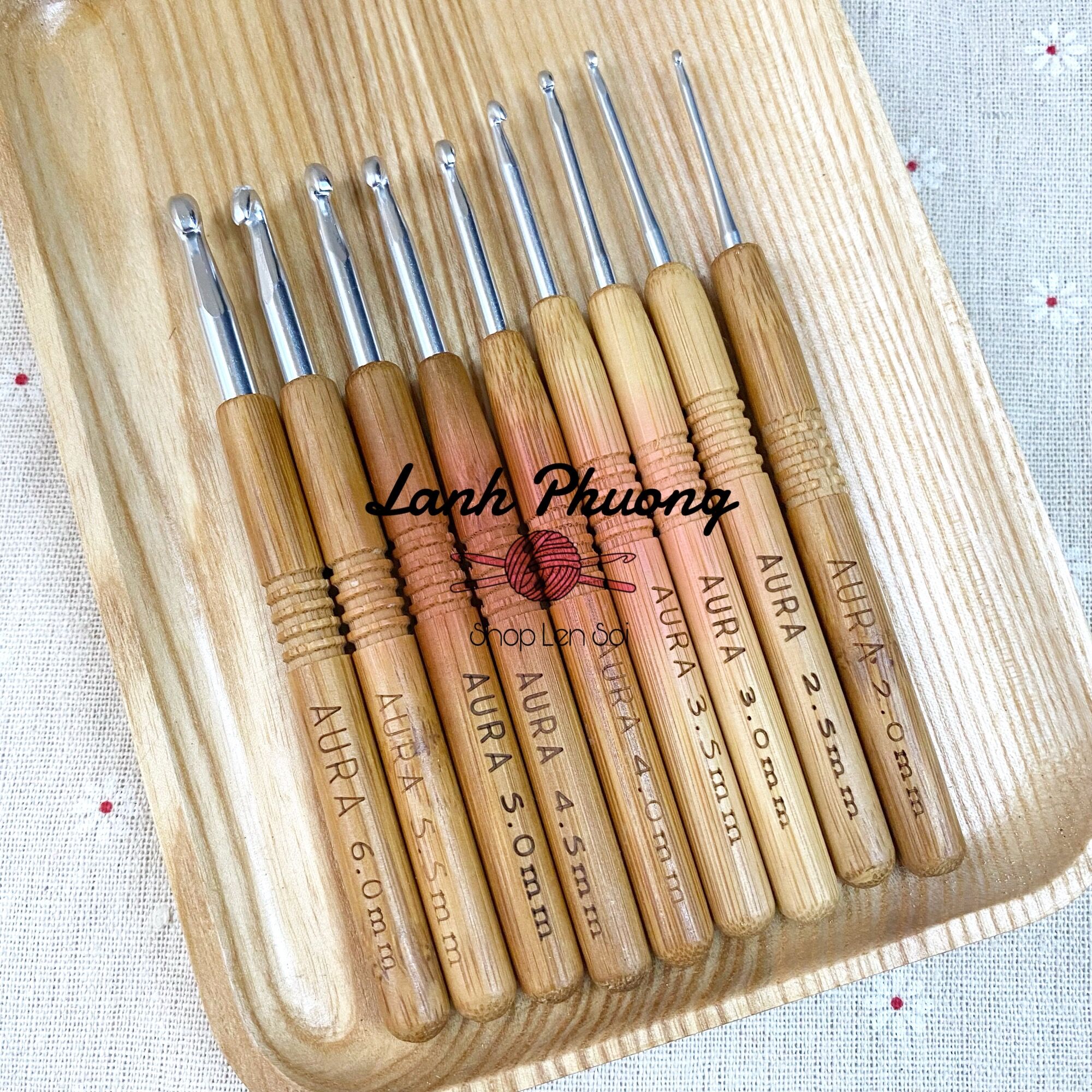 Kim Móc Len Cán Tròn Gỗ Nhiều Size Vintage