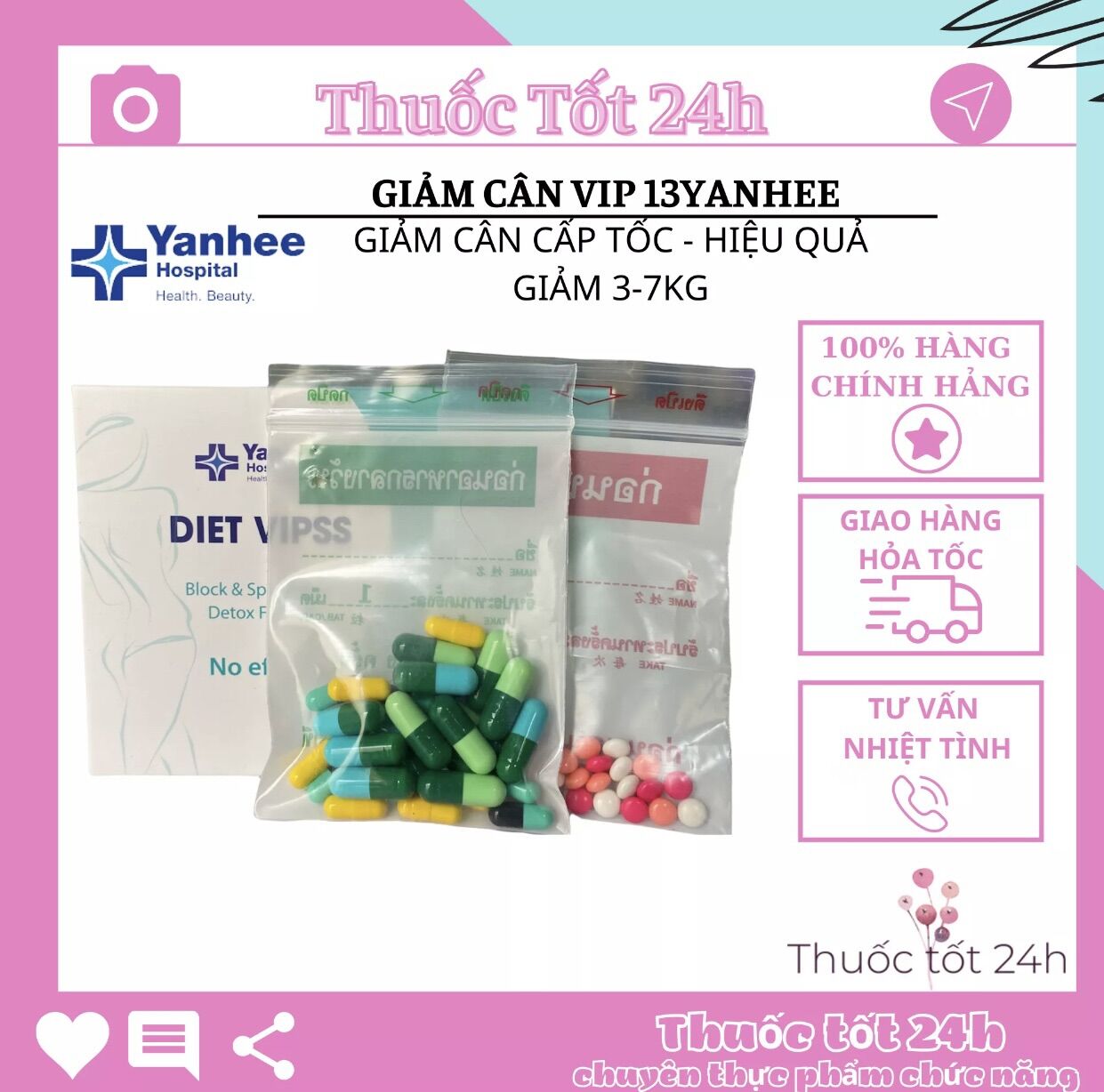 Giảm Cân Vip 13 Yanhee Thái Lan [ Liệu Trình 1 tuần Giảm 4-5kg]