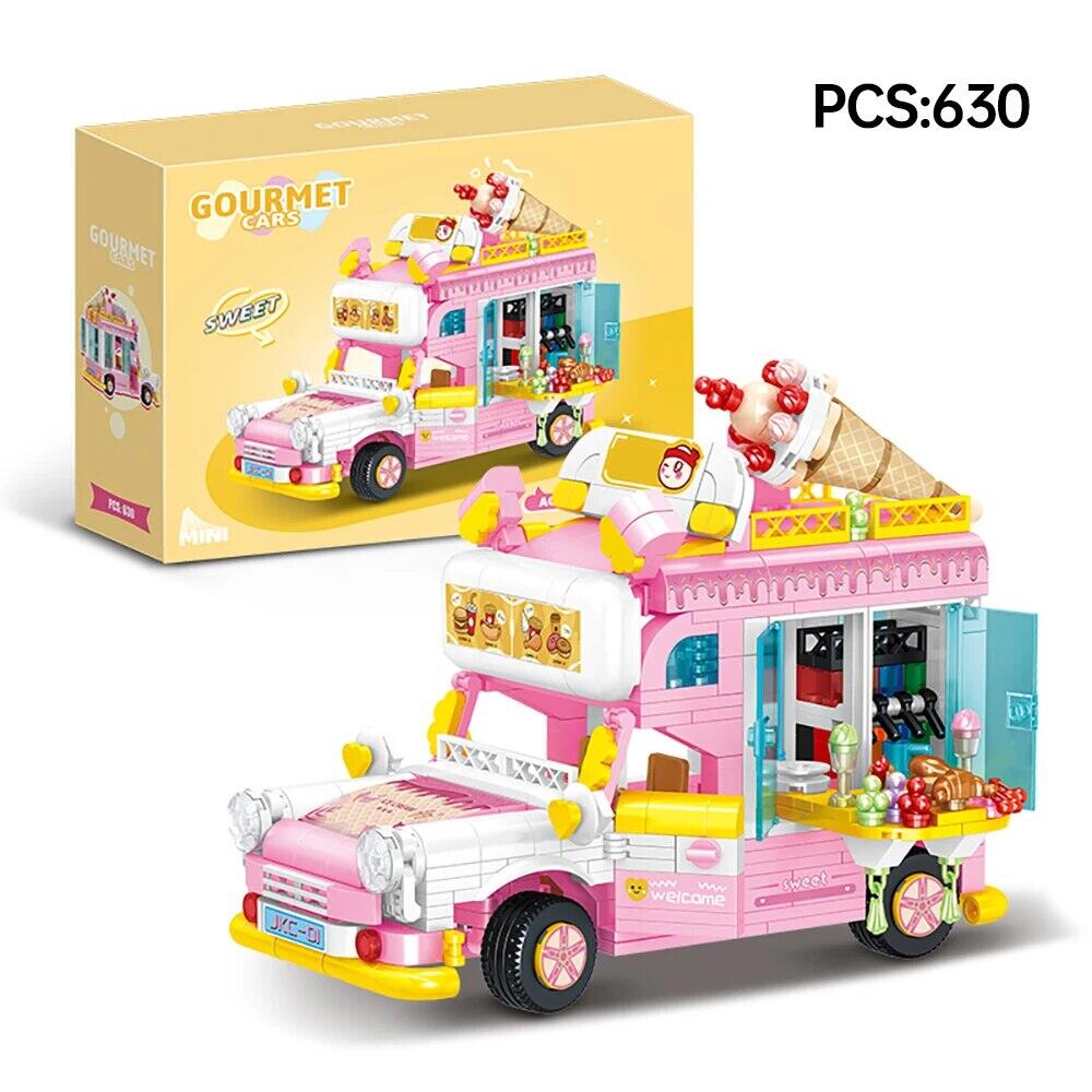 Toylinx 641PCS khối xây dựng xe mini Xe kem Xe tải mô hình, xem đường phố loạt giáng sinh Xmas món quà tốt nhất cho cô gái với hộp