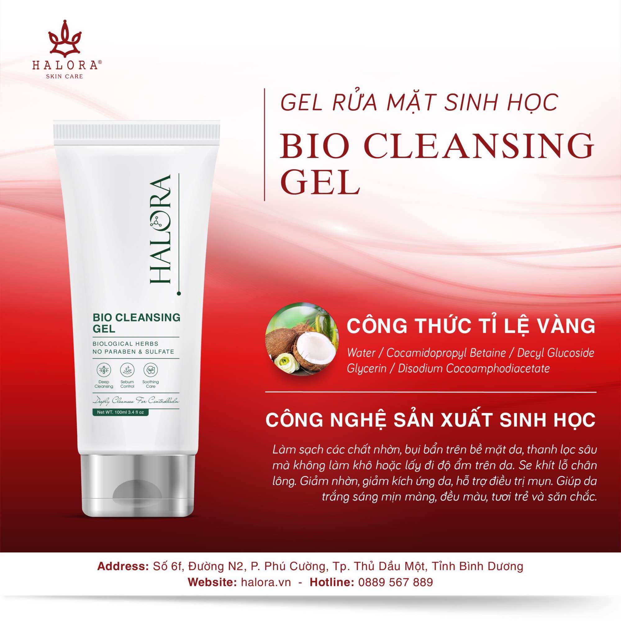 [HCM]sữa rửa mặt than tre hoạt tính halora.