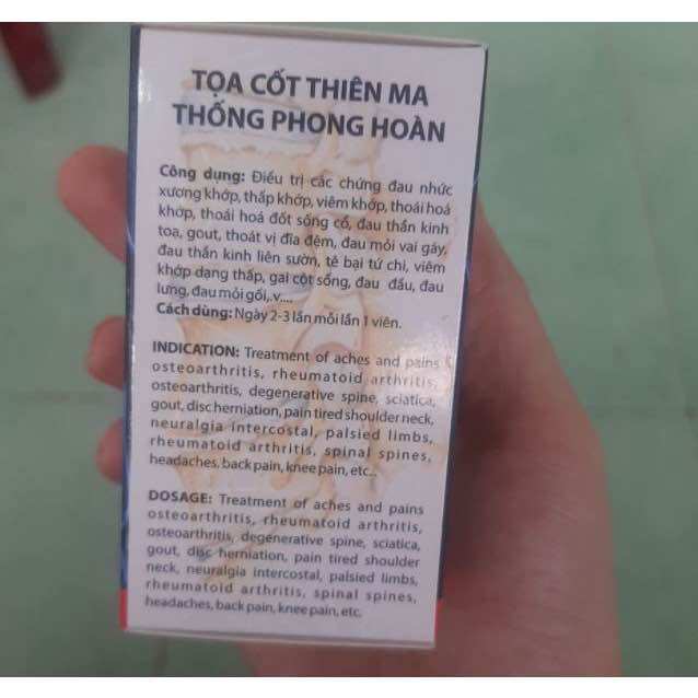 TOẠ CỐT THIÊN MA THỐNG PHONG HOÀN ( hàng chính hãng Tặng Kèm miếng Cao dán CTy KHANG PHÚ)