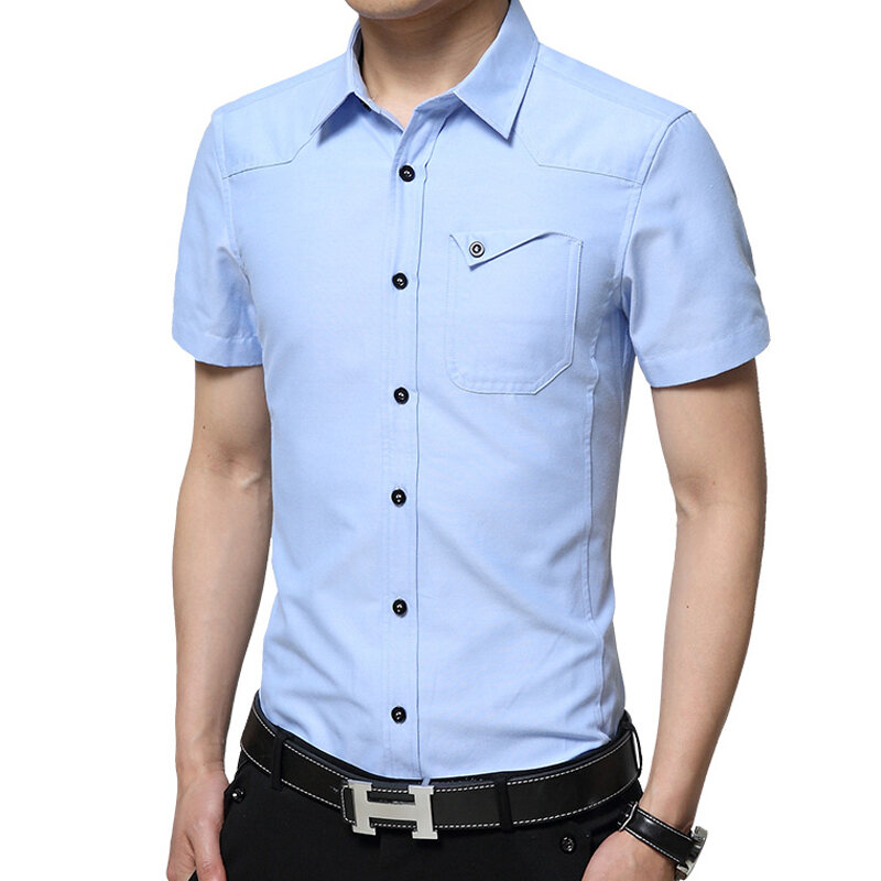 Áo Sơ Mi Nam Tay Ngắn Mùa Hè Cotton Nguyên Chất Cỡ Lớn Phong Cách Hàn Quốc Ôm Vừa Vặn Thời Trang Áo Thun Mùa Xuân Tay Lửng