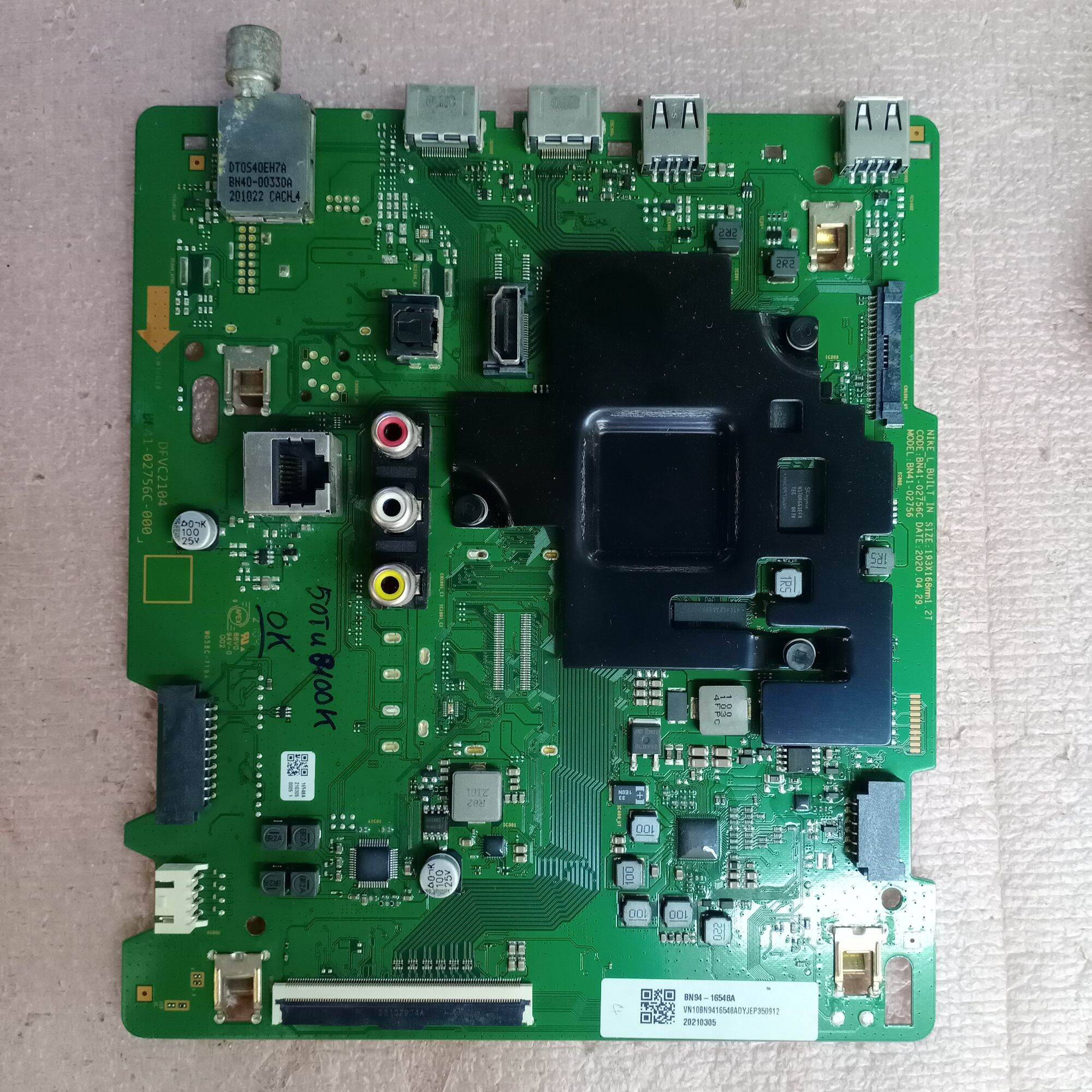Bo mạch tivi Samsung 50TU8100K,bo xử lý, khiển, nguồn,main chính, chủ, mắt nhận