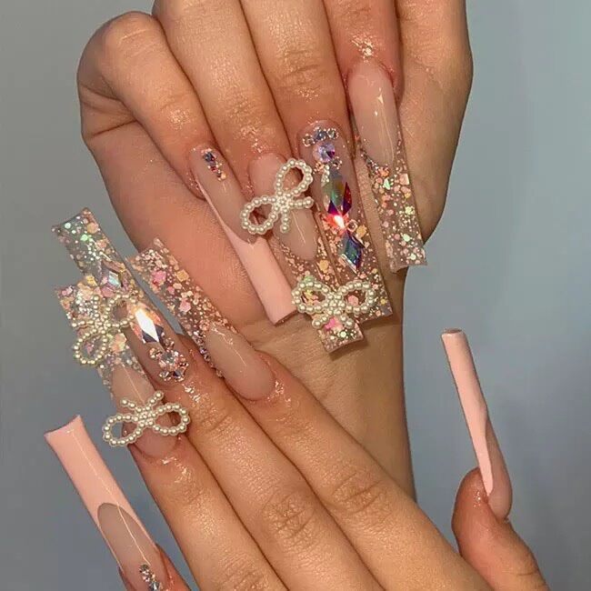 Set 10 phụ kiện hạt trái tim trang trí móng