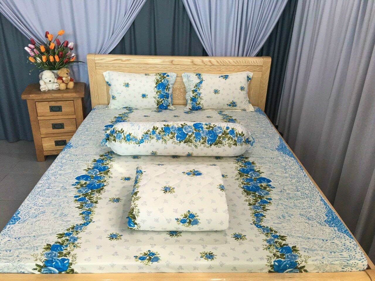 Bộ Ga thun lạnh Hàn Quốc 4 món size nệm 5-20cm