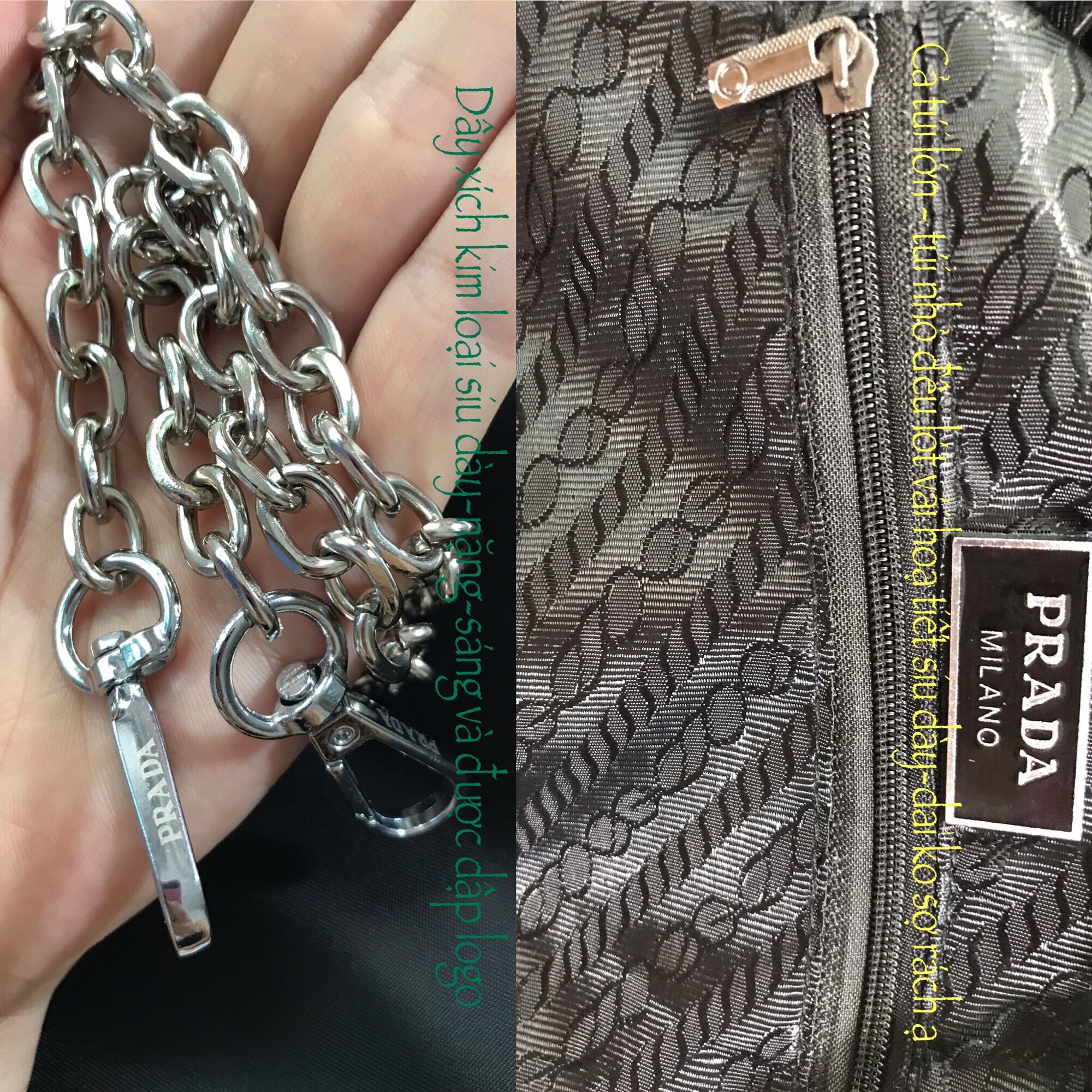 Túi Xách Prada 1:1 ( Vải dù xịn , Dập logo dây/móc khoá )
