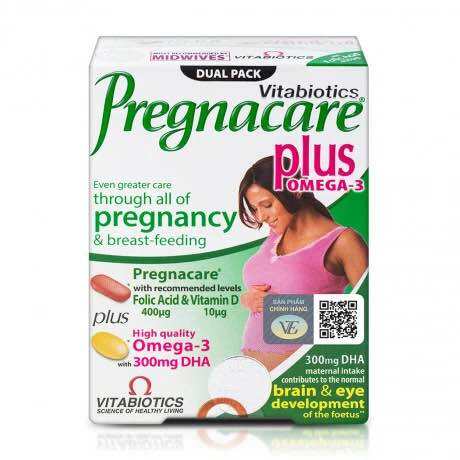 TPCN tăng cường sức khỏe cho phụ nữ mang thai Vitabiotics Pregnacare Plus Omega 3 (Hộp 56 viên)