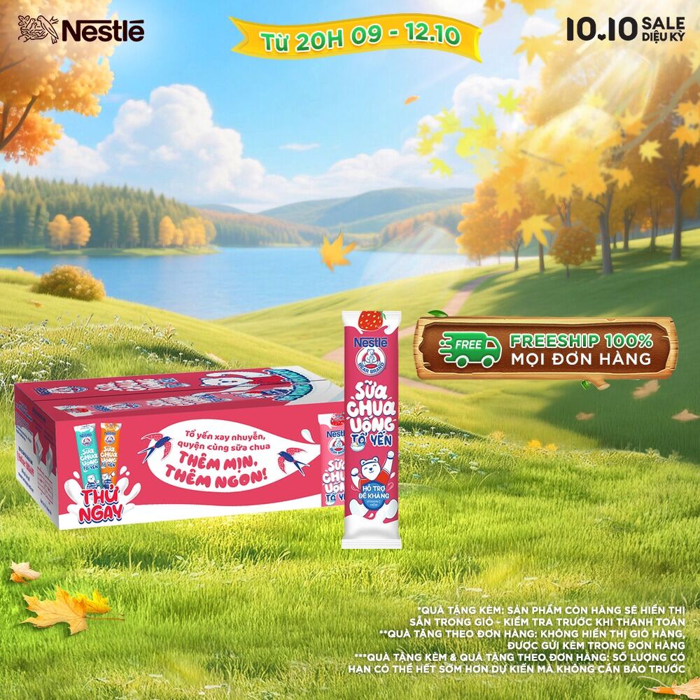 [FREESHIP TOÀN QUỐC] Thùng 28 gói Sữa chua Tổ Yến Nestlé Gấu Hương Dâu 28x75ml