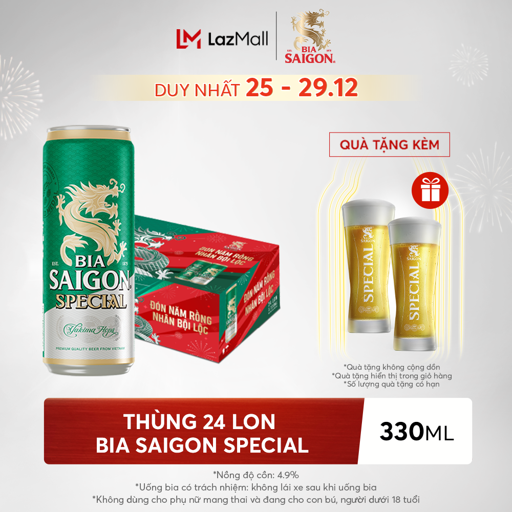 Thùng 24 lon Bia Saigon Special 330ml/lon