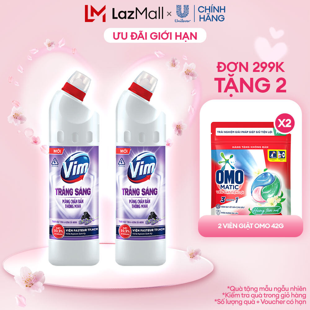 Combo 2 Chai Nước Tẩy Bồn Cầu VIM Trắng Sáng Hương Oải Hương 870 ML