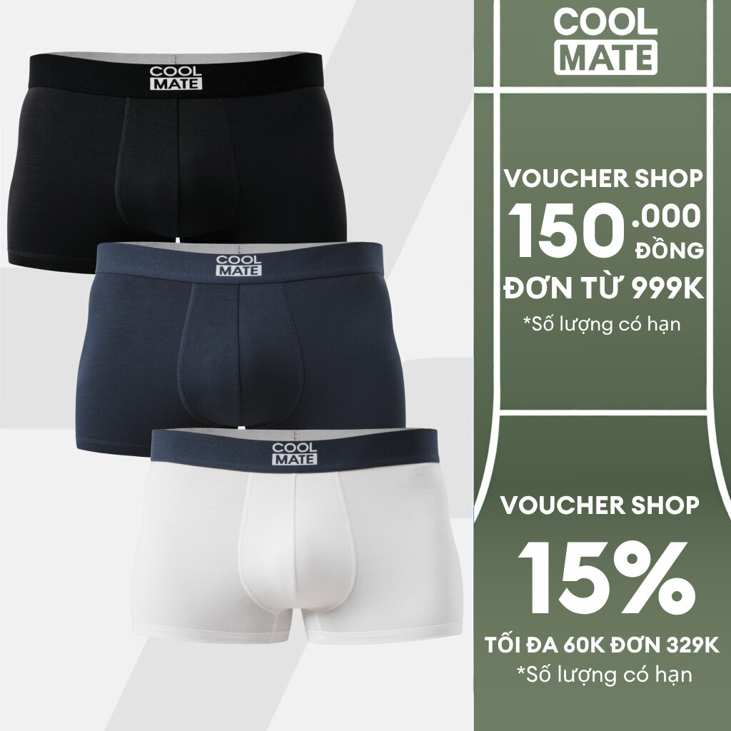 COMBO 3 Quần lót, sịp đùi boxer nam Trunk Bamboo kháng khuẩn cao cấp Coolmate