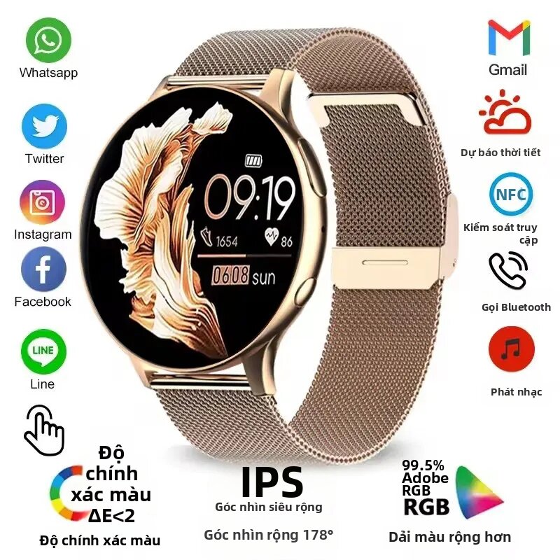 Đồng Hồ Thông Minh Dành Cho Nữ Mới Có Chức Năng Gọi Điện Bluetooth, Chống Nước, Theo Dõi Nhịp Tim Và Giấc Ngủ, Đồng Hồ Thông Minh Thời Trang Dành Cho Nữ Dành Cho Android Và iOS