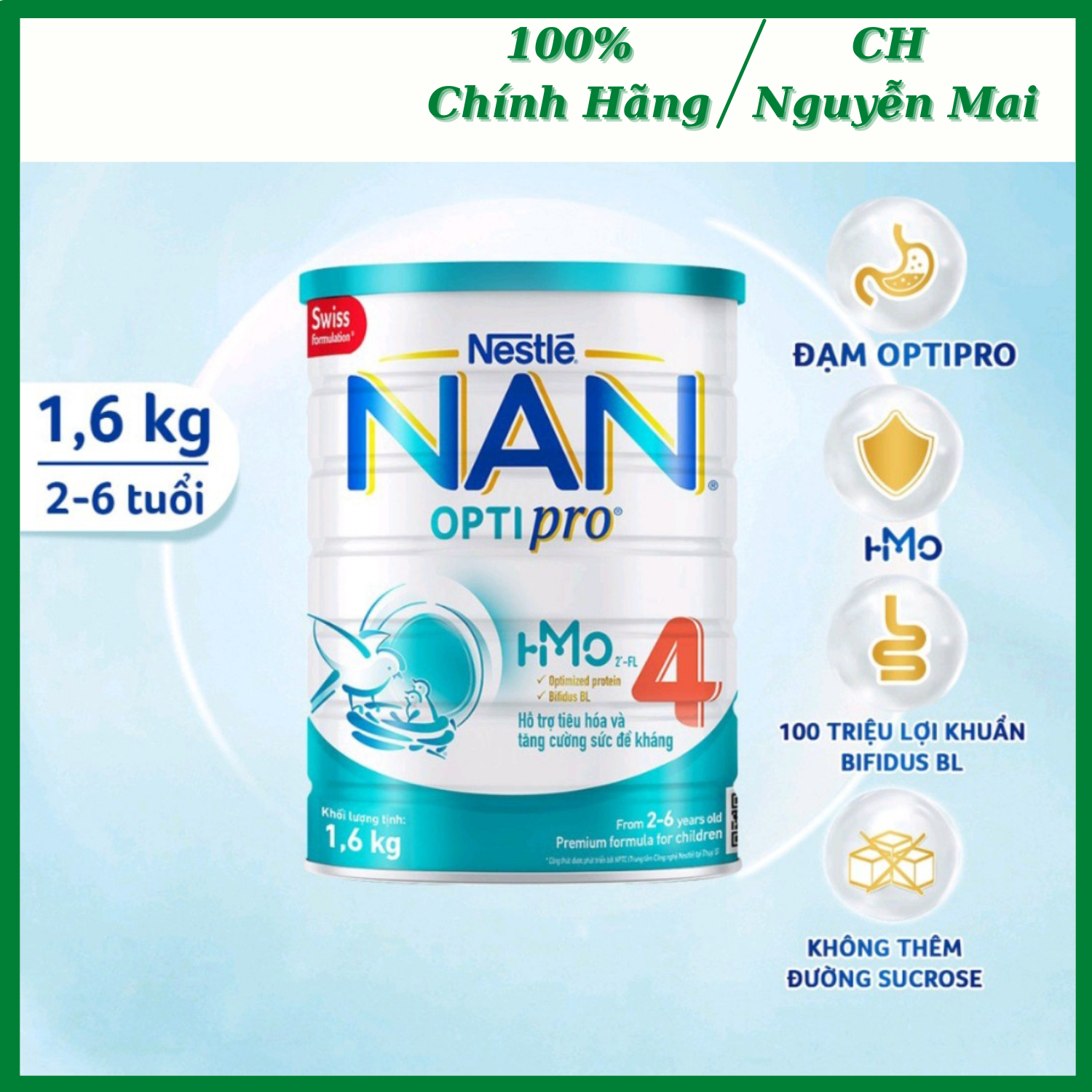 Nan 4 - Sữa Bột Nestle NAN Optipro 4 HM-O 1,6kg 2-6 tuổi - Date 2024