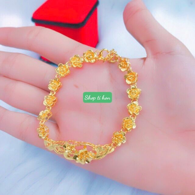 Lắc tay nữ kiểu hoa mai mạ vàng 24k cực xinh