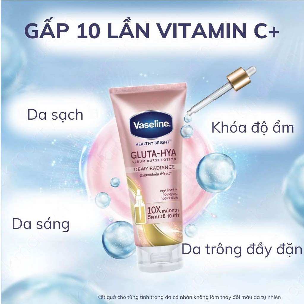 Sữa dưỡng thể Vaseline Healthy Bright Gluta HYA Serum Burst Lotion 10X 300ml - thienduc