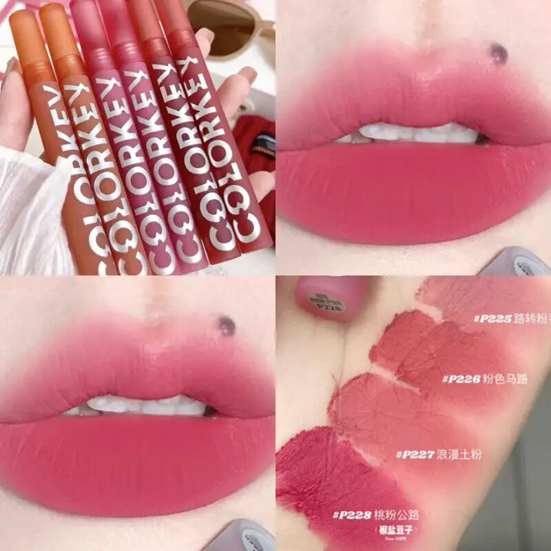 Son Môi Colorkey Velvet Air Glaze B237 R608 O611 R240 Lip Mud Màu Trơn Không Bóng Dưỡng Ẩm Lâu Trôi