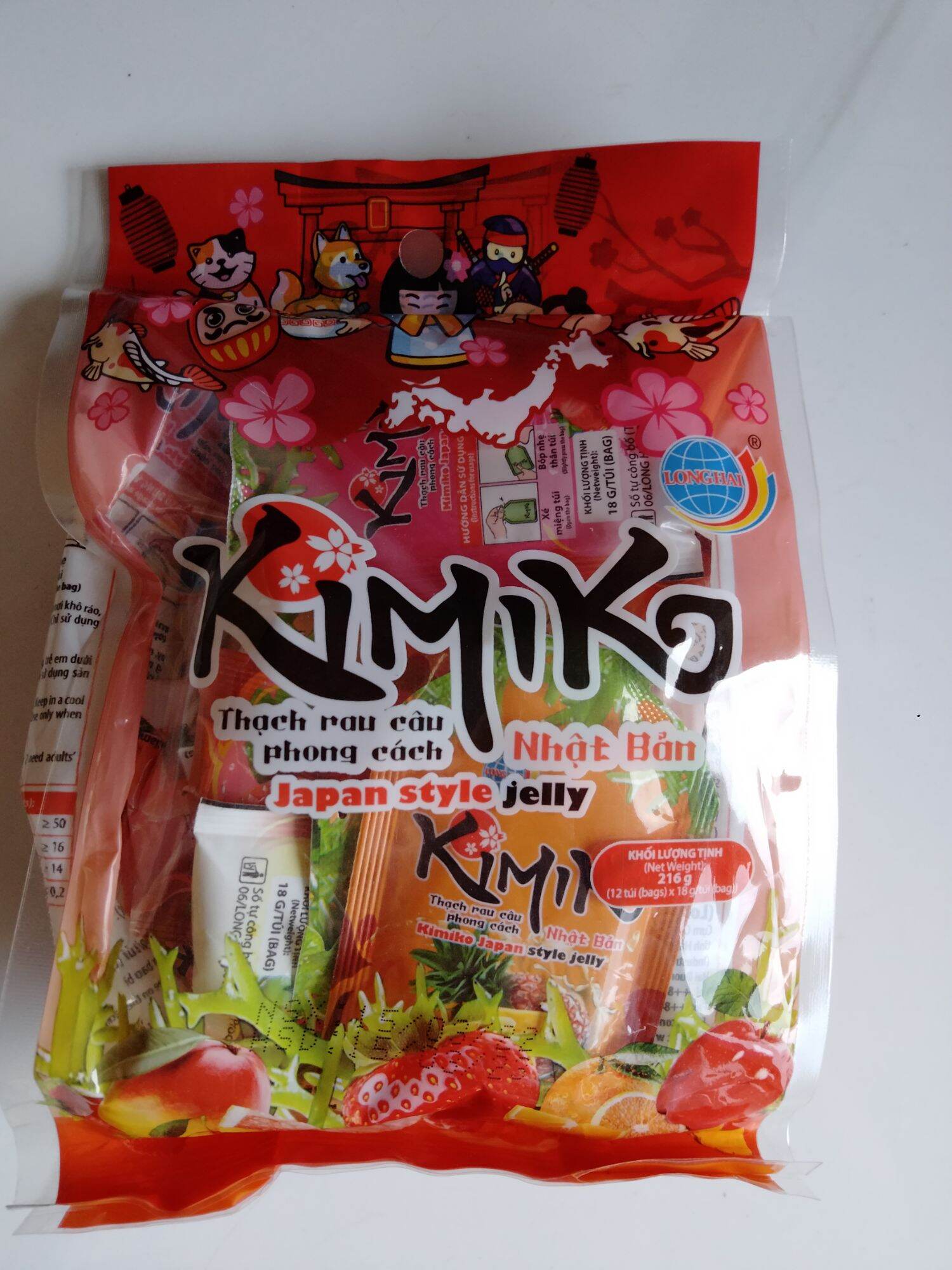 Thạch rau câu Long Hải Kimiko túi 216g