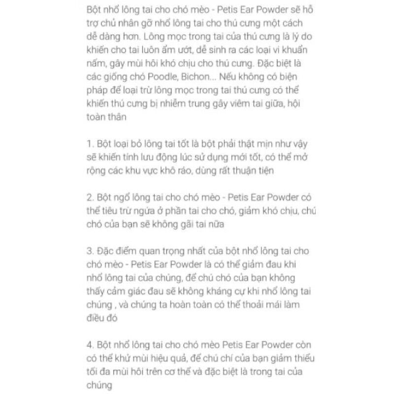 Bột Nhổ Lông Tai Petis Ear Pơder cho chó mèo
