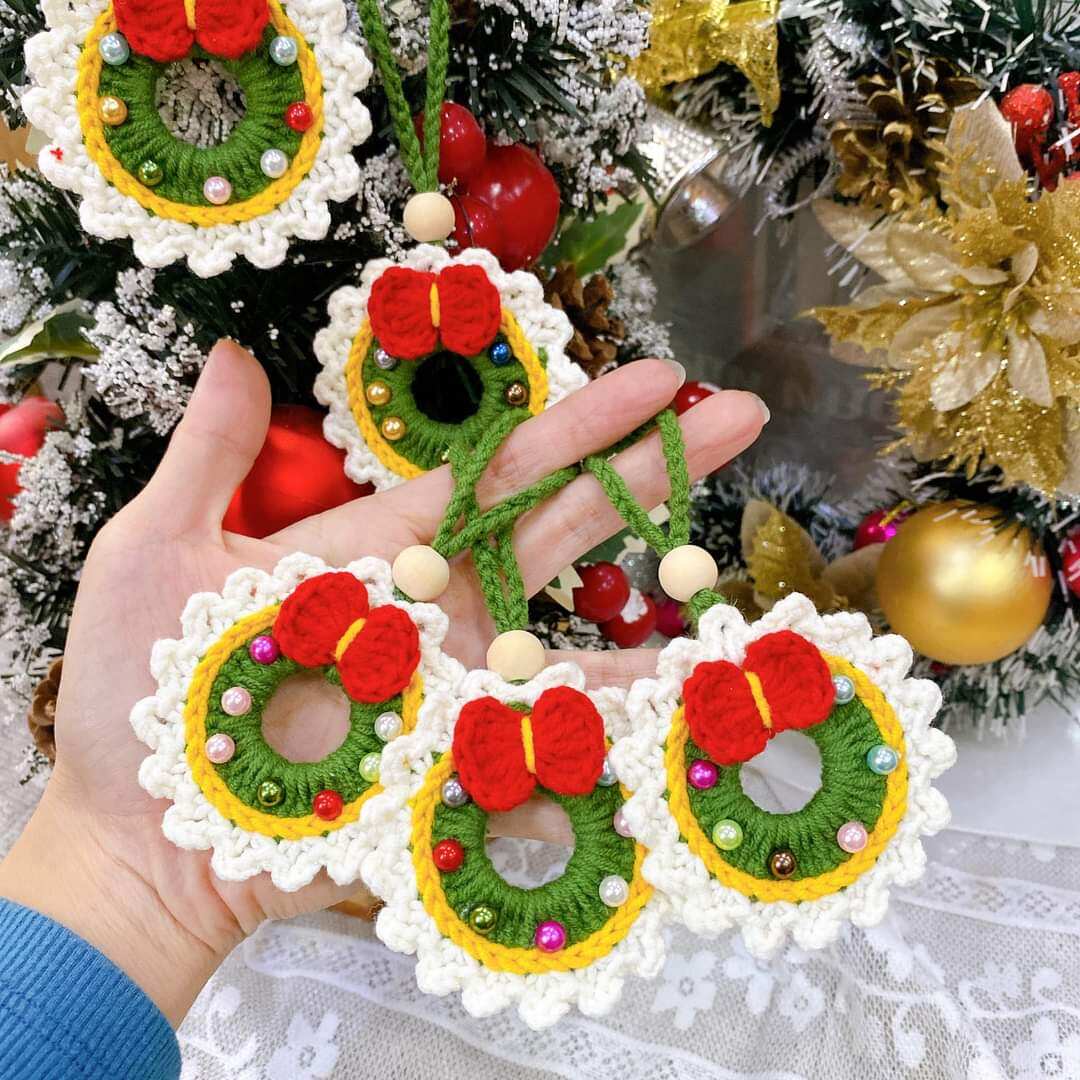 Vòng nguyệt quế treo thông noel, móc khoá