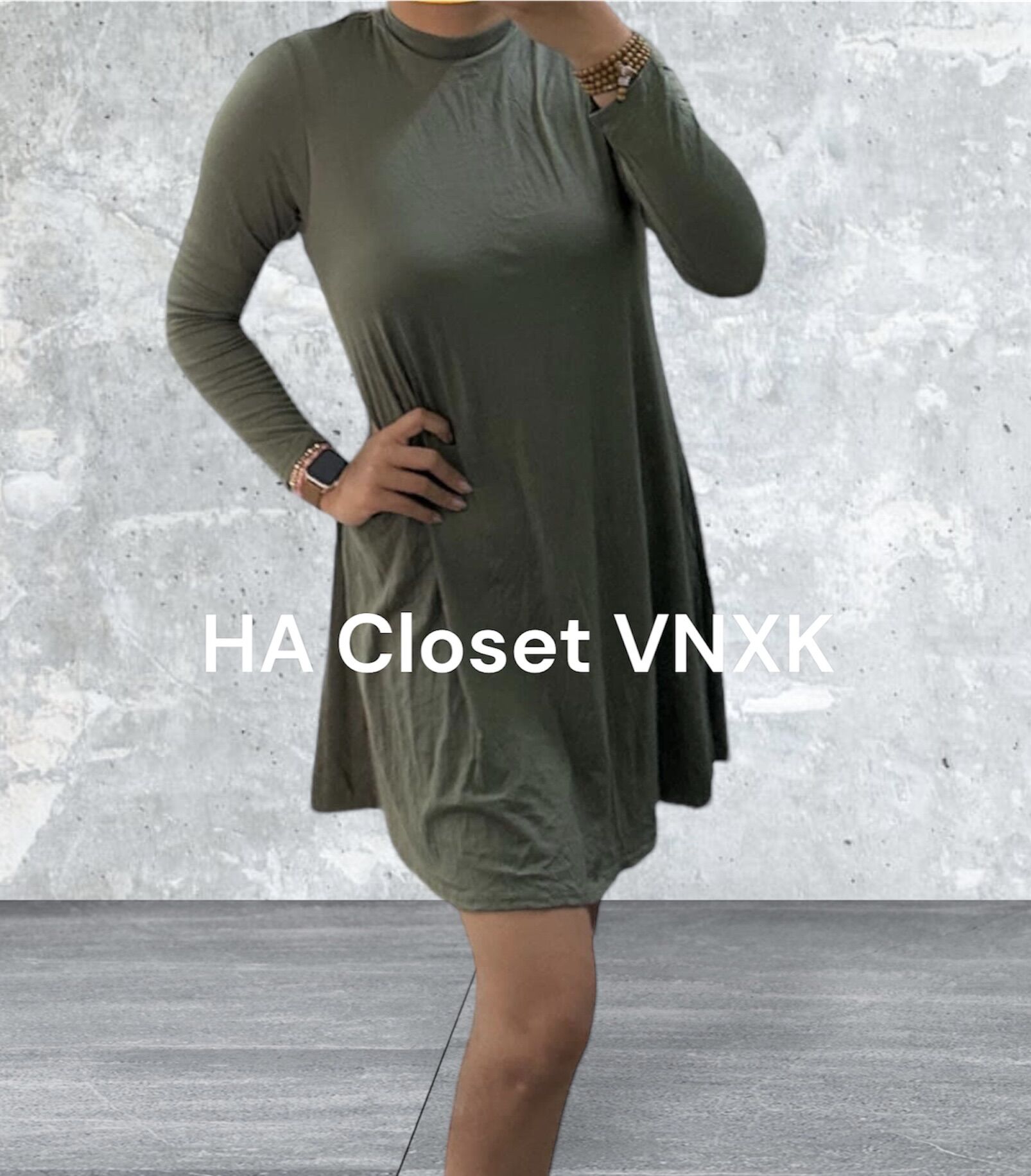 Đầm thun dài tay nữ xuất dư xịn