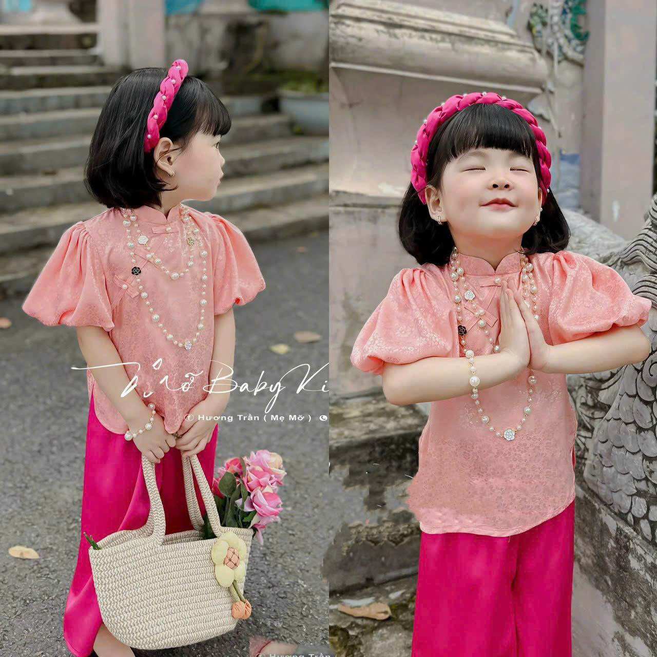 Set áo bà ba kèm bờm cho bé gái